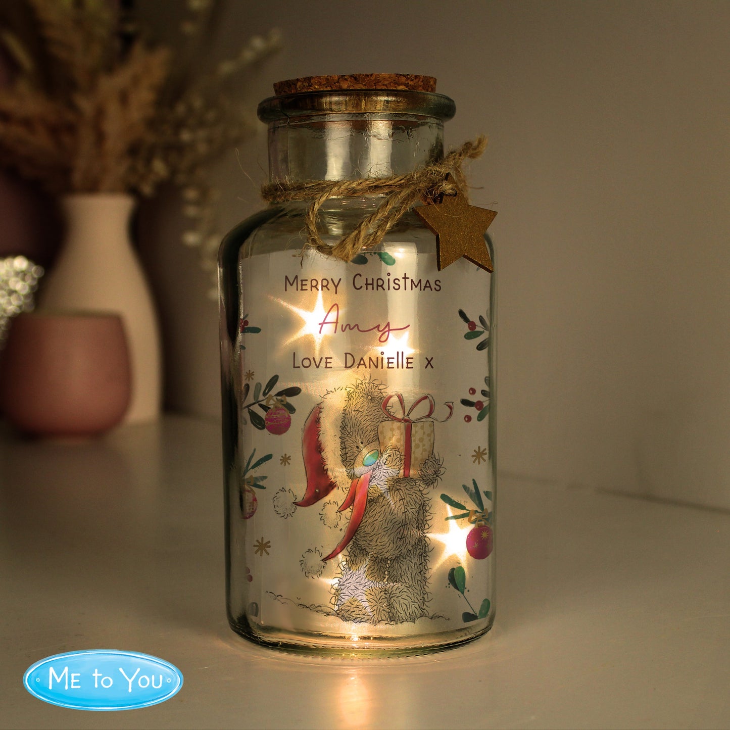 Personalised Me To You Cosy Winter Led Jar - ScentiMelti Home Fragrance, Beauty & Gifts UK