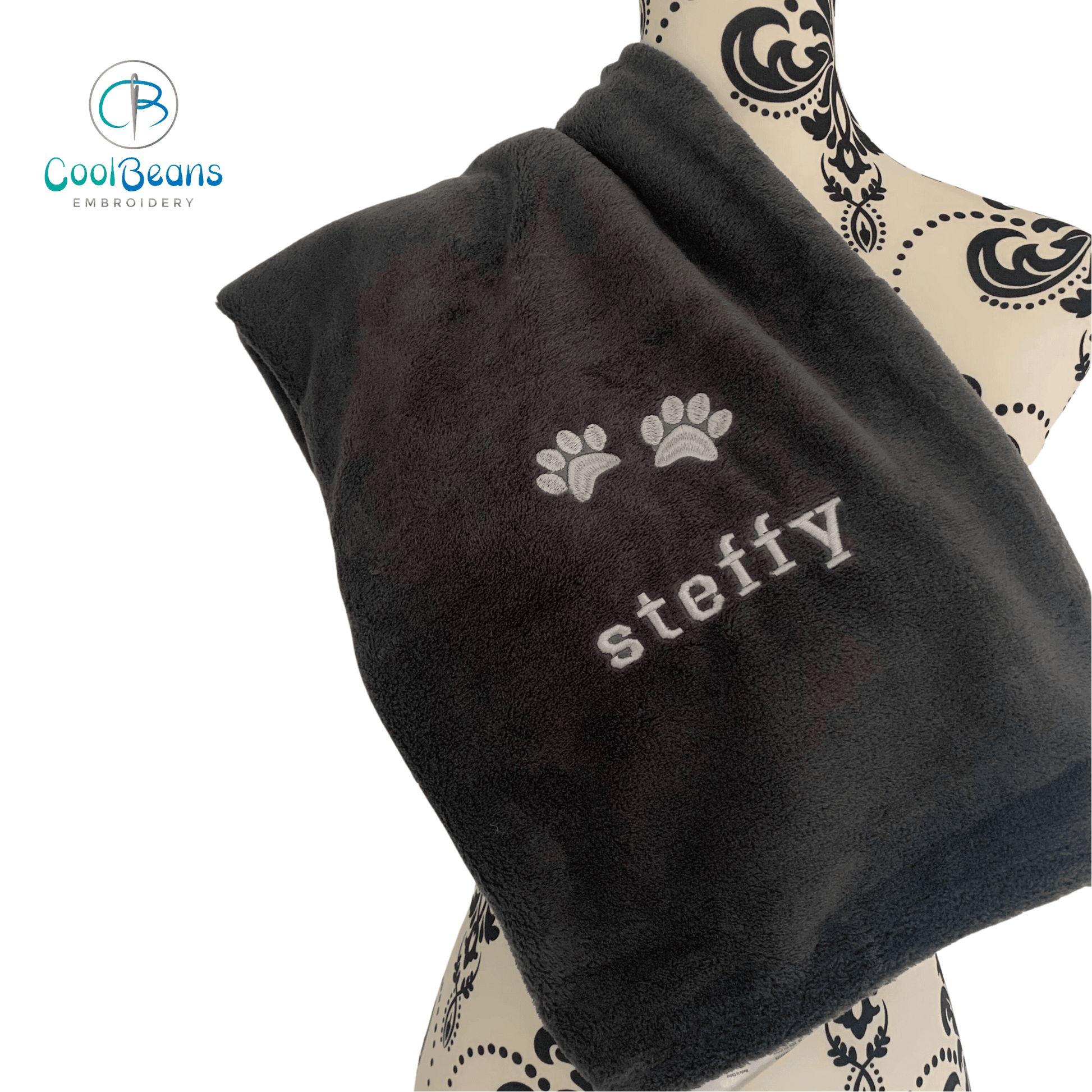 Pet Fleece Blanket - Paw Prints - Personalised - Dog / Cat Cool Beans Embroidery & Personalisation ScentiMelti Wax Melts