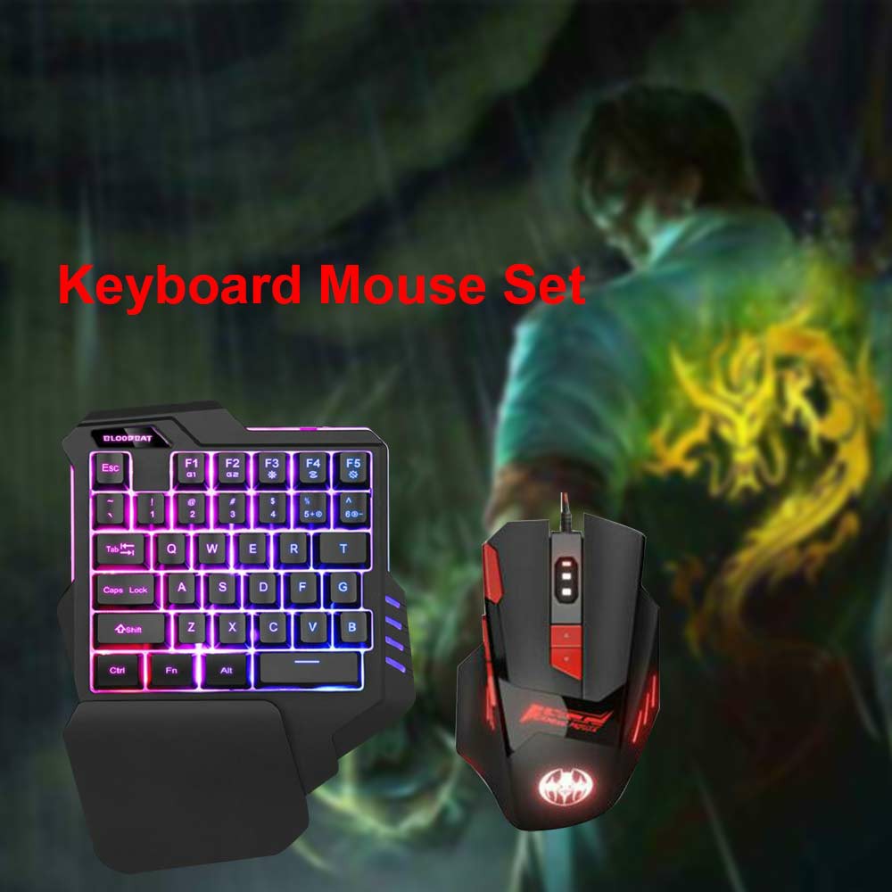 Gaming Keyboard + Mouse Set Anti-slip Wheel USB Wired Single Handedly Keyboard for PS4 Xbox One PC 360 Gaming - ScentiMelti Home Fragrance, Beauty & Gifts UK