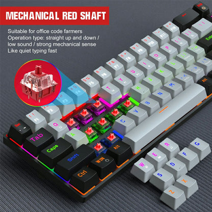 V800 68 Keys Keycap RGB Lighting Effect Metal Panel Mechanical Keyboard Grey - ScentiMelti Home Fragrance, Beauty & Gifts UK