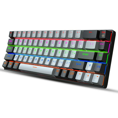 V800 68 Keys Keycap RGB Lighting Effect Metal Panel Mechanical Keyboard Grey - ScentiMelti Home Fragrance, Beauty & Gifts UK