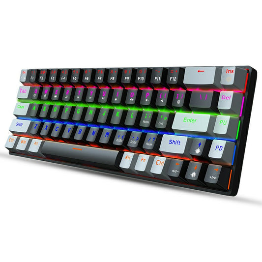 V800 68 Keys Keycap RGB Lighting Effect Metal Panel Blue-Switch Mechanical Keyboard - ScentiMelti Home Fragrance, Beauty & Gifts UK