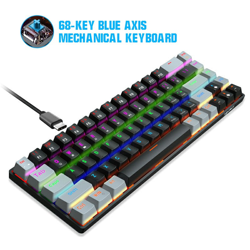 V800 68 Keys Keycap RGB Lighting Effect Metal Panel Blue-Switch Mechanical Keyboard - ScentiMelti Home Fragrance, Beauty & Gifts UK