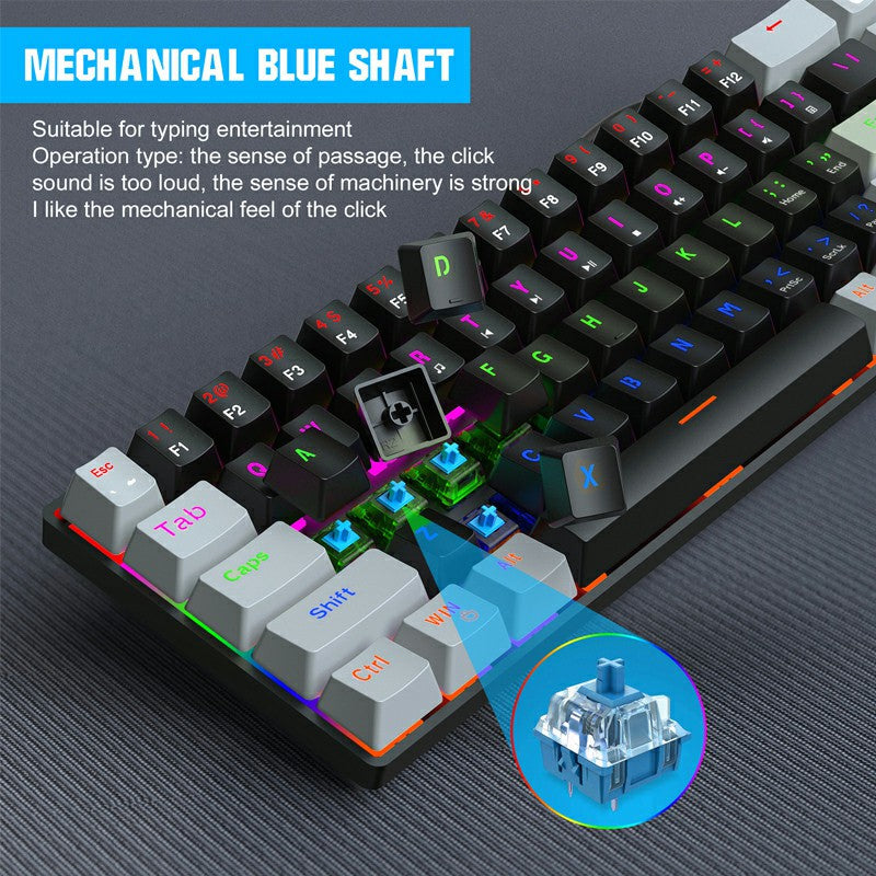 V800 68 Keys Keycap RGB Lighting Effect Metal Panel Blue-Switch Mechanical Keyboard - ScentiMelti Home Fragrance, Beauty & Gifts UK