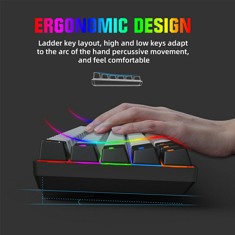 V800 68 Keys Keycap RGB Lighting Effect Metal Panel Blue-Switch Mechanical Keyboard - ScentiMelti Home Fragrance, Beauty & Gifts UK