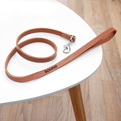 Personalised Classic Brown Leather Dog Lead - ScentiMelti Home Fragrance, Beauty & Gifts UK