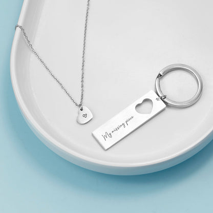 Personalised Love Heart Necklace & Keyring Set - ScentiMelti Home Fragrance, Beauty & Gifts UK