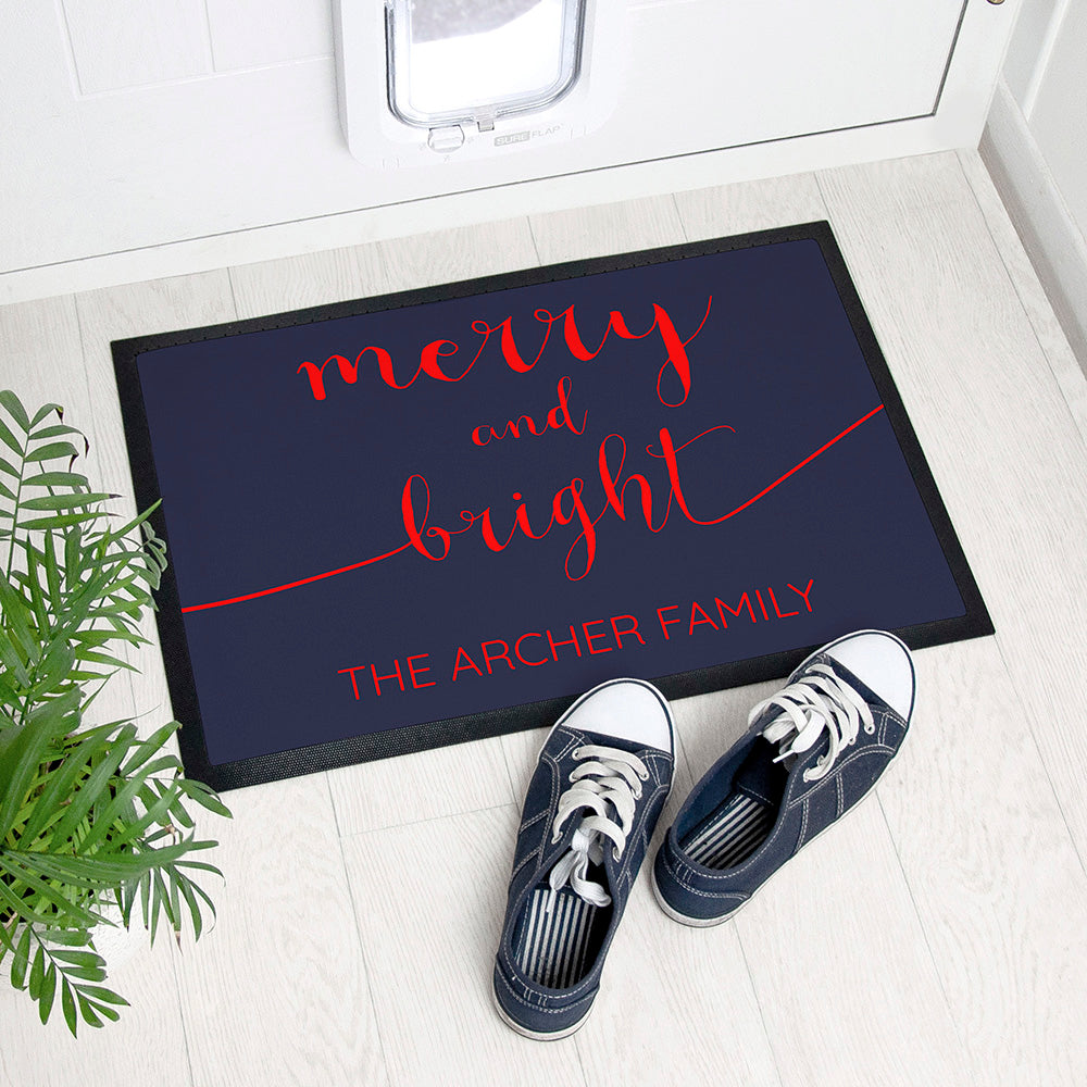 Personalised Merry And Bright Christmas Indoor Doormat - ScentiMelti Home Fragrance, Beauty & Gifts UK