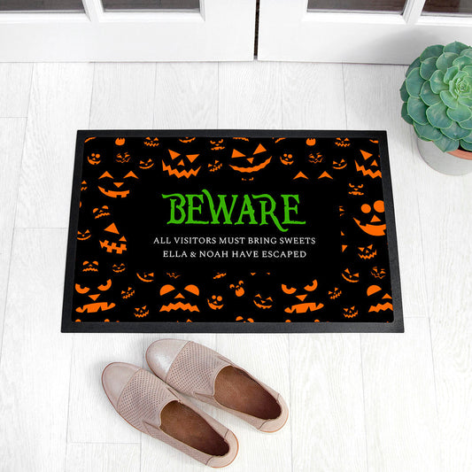 Personalised Halloween Beware Indoor Doormat - ScentiMelti Home Fragrance, Beauty & Gifts UK