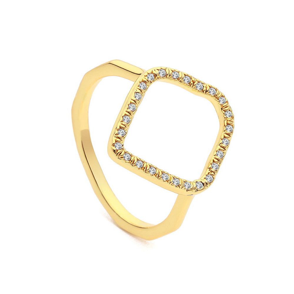 Jamie Luxe 18k Gold Plated Hollow Jewelled Ring