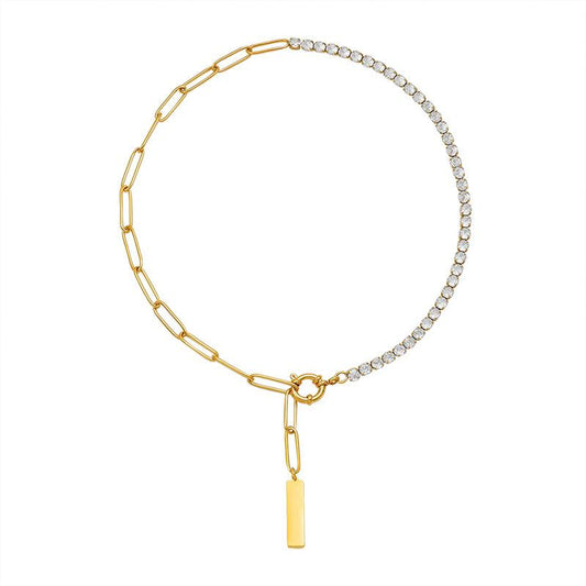 Vivian Luxe 18k Gold Plated Half Tennis Necklace - ScentiMelti Home Fragrance, Beauty & Gifts UK