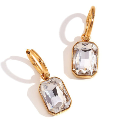 Rani Luxe 18k Gold Plated Clear Jewel Earrings - ScentiMelti Home Fragrance, Beauty & Gifts UK