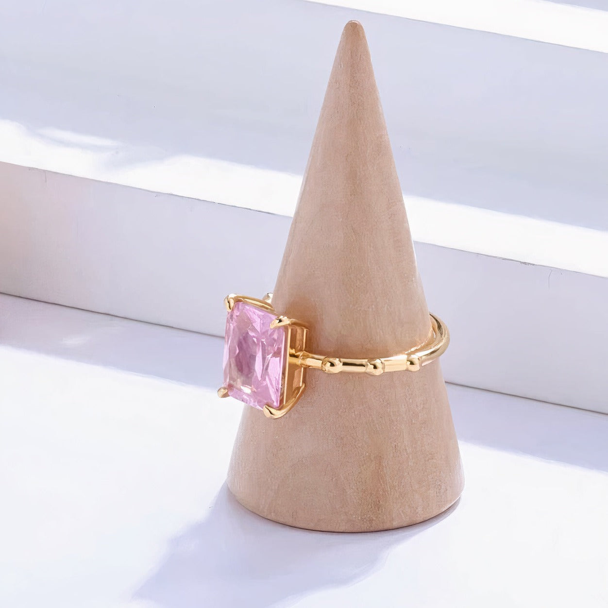 Pink Rock Statement Cocktail Ring 18K Gold on Sterling Silver - ScentiMelti Home Fragrance, Beauty & Gifts UK