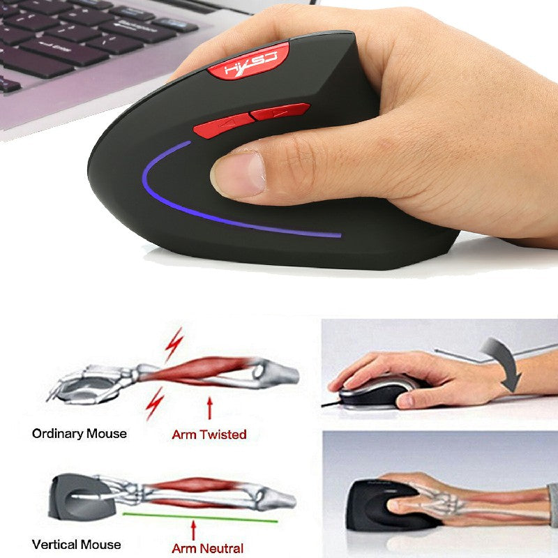 2.4GHz Wireless 4-Keys 2400 DPI Adjustable Ergonomics Optical Vertical Mouse in Striking Black / Red - ScentiMelti Home Fragrance, Beauty & Gifts UK