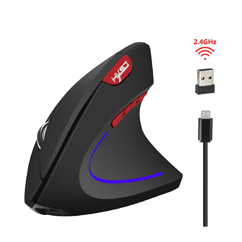 2.4GHz Wireless 4-Keys 2400 DPI Adjustable Ergonomics Optical Vertical Mouse in Striking Black / Red - ScentiMelti Home Fragrance, Beauty & Gifts UK