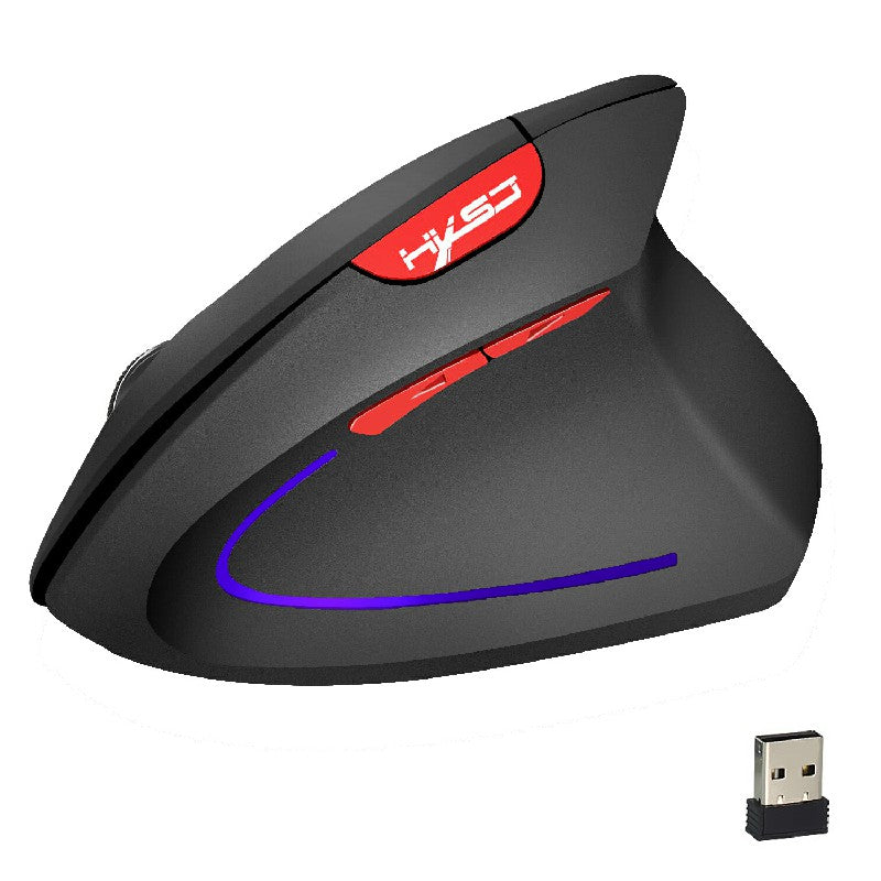 2.4GHz Wireless 4-Keys 2400 DPI Adjustable Ergonomics Optical Vertical Mouse in Striking Black / Red - ScentiMelti Home Fragrance, Beauty & Gifts UK