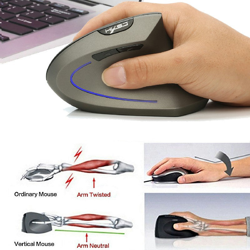 2.4GHz Wireless 4-Keys 2400 DPI Adjustable Ergonomics Mouse Optical Vertical Mouse Grey - ScentiMelti Home Fragrance, Beauty & Gifts UK