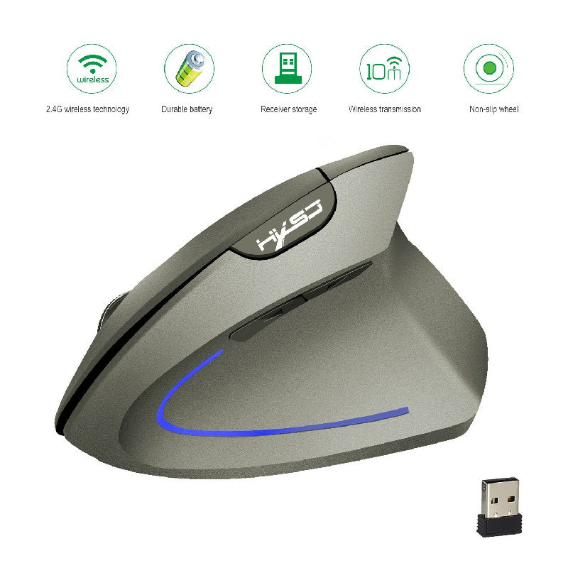 2.4GHz Wireless 4-Keys 2400 DPI Adjustable Ergonomics Mouse Optical Vertical Mouse Grey - ScentiMelti Home Fragrance, Beauty & Gifts UK