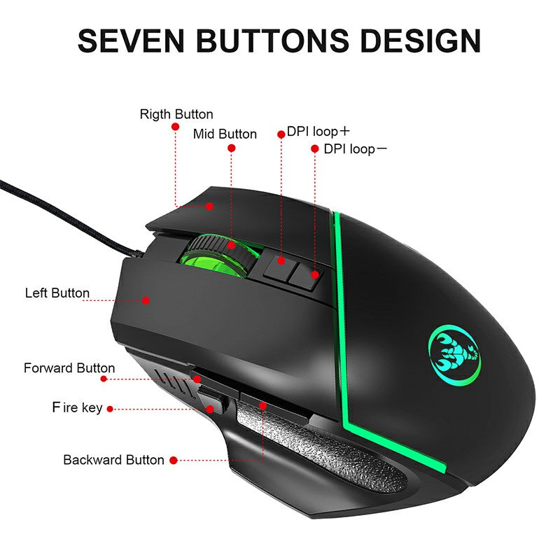 Scorpion RGB LED Colorful Ergonomics Gaming Mouse - ScentiMelti Home Fragrance, Beauty & Gifts UK