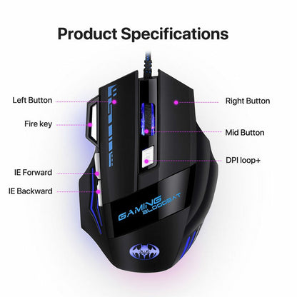 7200 dpi RGB Lighting Luminous Gaming Mouse 7-key Office Computer Mouse LED Gaming - ScentiMelti Home Fragrance, Beauty & Gifts UK