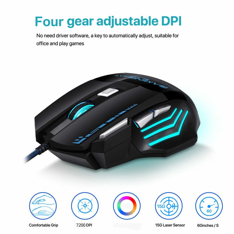 7200 dpi RGB Lighting Luminous Gaming Mouse 7-key Office Computer Mouse LED Gaming - ScentiMelti Home Fragrance, Beauty & Gifts UK