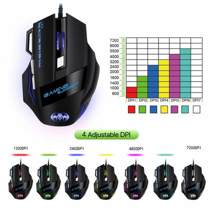 7200 dpi RGB Lighting Luminous Gaming Mouse 7-key Office Computer Mouse LED Gaming - ScentiMelti Home Fragrance, Beauty & Gifts UK