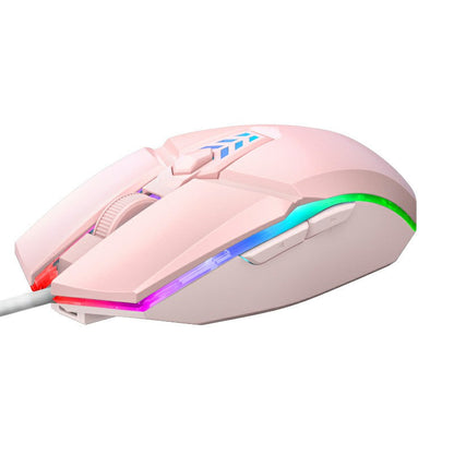 1600dpi RGB Lighting Gaming Wired Mouse with Silent Buttons - Pink - ScentiMelti Home Fragrance, Beauty & Gifts UK