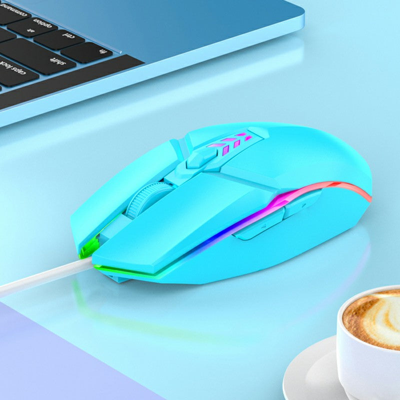 1600dpi RGB Lighting Gaming Wired Mouse with Silent Buttons - Blue - ScentiMelti Home Fragrance, Beauty & Gifts UK