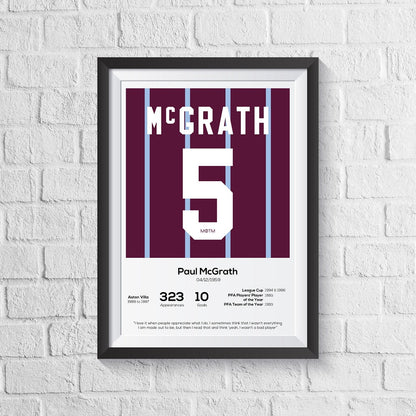 Paul McGrath Aston Villa Legend Stats Print MOTM Football ScentiMelti Wax Melts