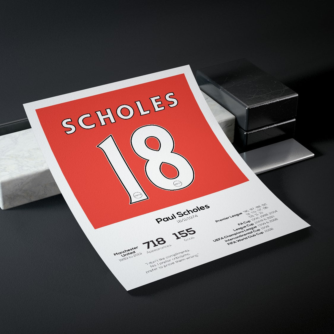 Paul Scholes Manchester United Legend Stats Print MOTM Football ScentiMelti Wax Melts