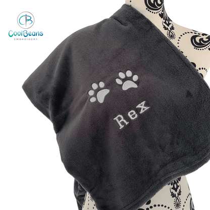 Pet Fleece Blanket - Paw Prints - Personalised - Dog / Cat Cool Beans Embroidery & Personalisation ScentiMelti Wax Melts