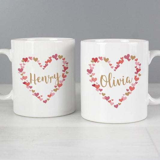 Personalised Confetti Hearts Wedding Mug Set Sweetlea Gifts Ltd ScentiMelti Wax Melts