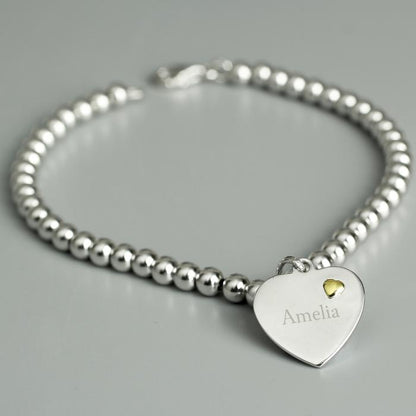 Personalised Sterling Silver and 9ct Gold Heart Bracelet Sweetlea Gifts Ltd ScentiMelti Wax Melts