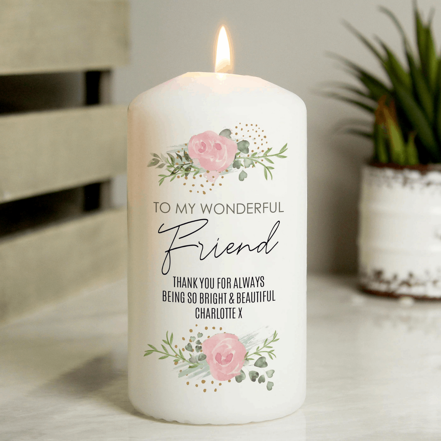 Abstract Rose Pillar Personalised Candle - ScentiMelti Home Fragrance, Beauty & Gifts UK