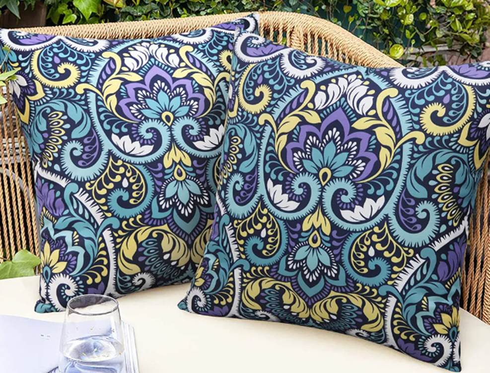 Water Resistant Stain Resistant Outdoor Floral Pattern Cushion Covers for Home Garden Outdoor 45x45cm - Set of 1 - ScentiMelti Home Fragrance, Beauty & Gifts UK