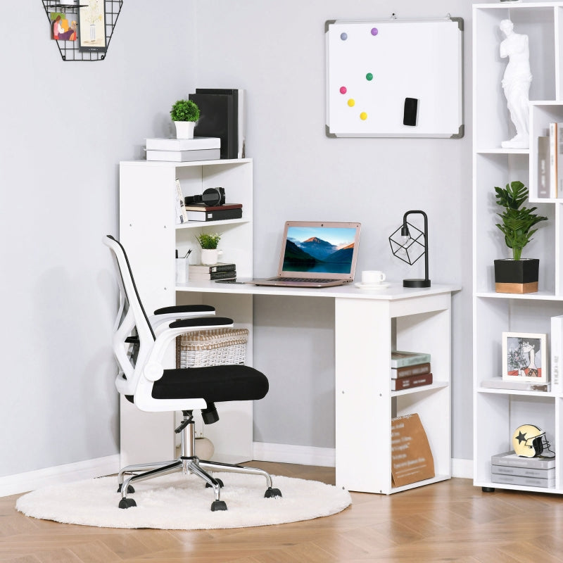 120cm Modern Computer Desk Bookshelf Study Table Workstation PC Laptop Writing Home Office 6 Shelves White - ScentiMelti Home Fragrance, Beauty & Gifts UK