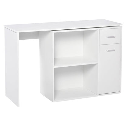 L-Shaped Desk Computer Corner Desk, Adjustable Dining Table with Storage Shelf and Drawer, Workstation for Home Office, White - ScentiMelti Home Fragrance, Beauty & Gifts UK