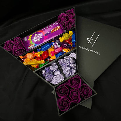 Quality Street Signature Chocolate Bouquet With Purple Roses - ScentiMelti  Quality Street Signature Chocolate Bouquet With Purple Roses