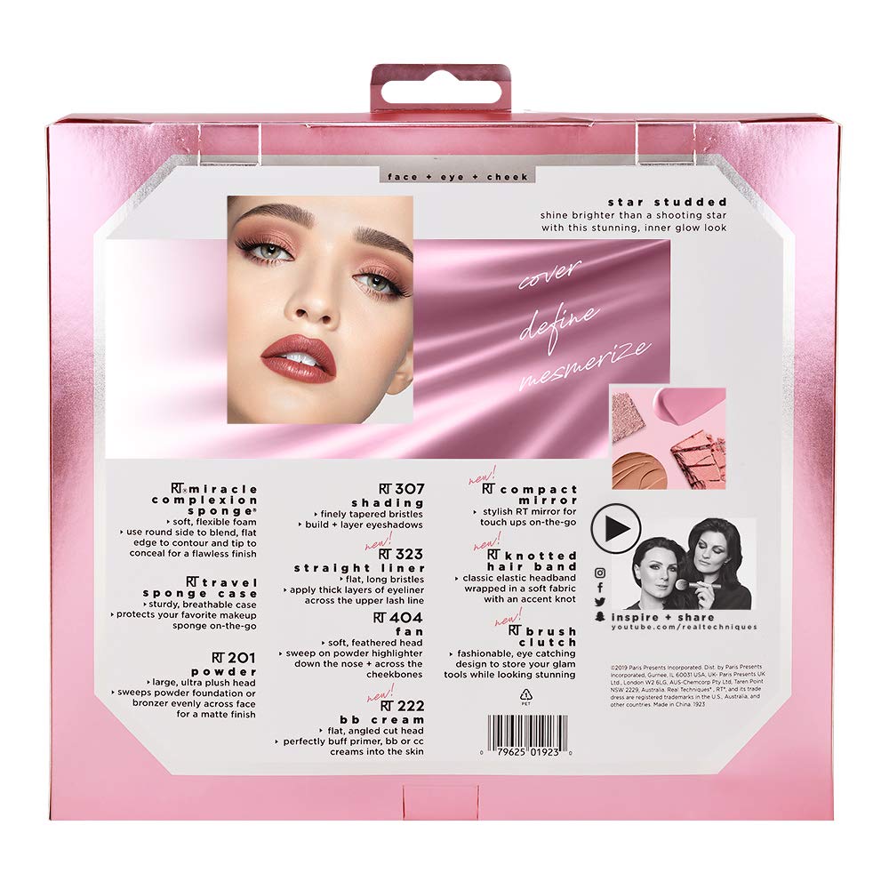 Real Techniques Limited Edition Star Studded Full Face Makeup Brush Set with Clutch, Hairband and Compact Mirror - ScentiMelti Home Fragrance, Beauty & Gifts UK