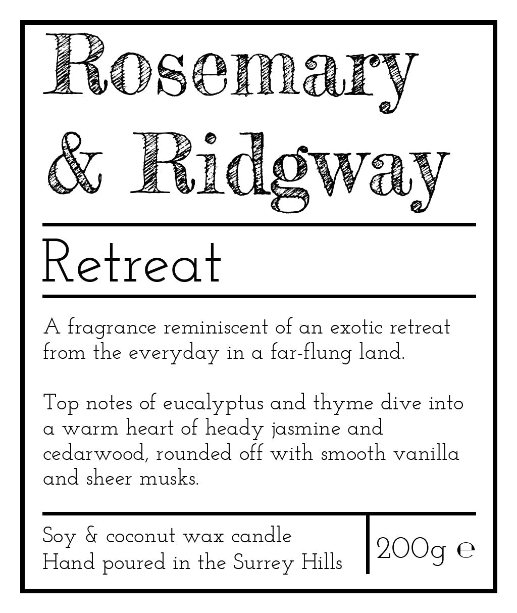 Retreat | Luxury Handpoured Candle Rosemary & Ridgway ScentiMelti Wax Melts