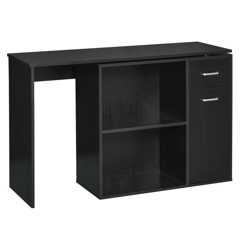 L-Shaped Desk Computer Corner Desk, Adjustable Dining Table with Storage Shelf and Drawer, Workstation for Home Office, Black - ScentiMelti Home Fragrance, Beauty & Gifts UK