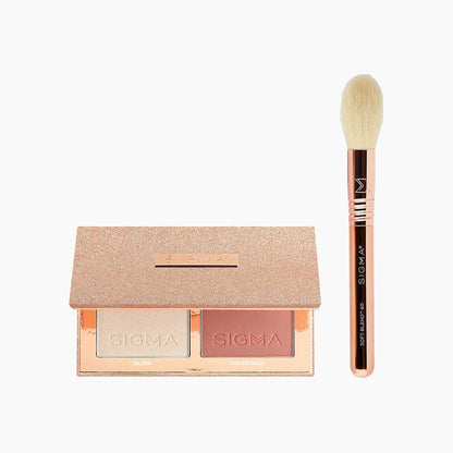 Sigma Beauty Rose Glow Cheek Duo - Highlighter and Blush with Travel Brush - ScentiMelti Home Fragrance, Beauty & Gifts UK