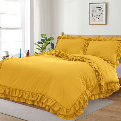 Ruffled Borders Duvet Cover Set Cotton Passion UK ScentiMelti Wax Melts