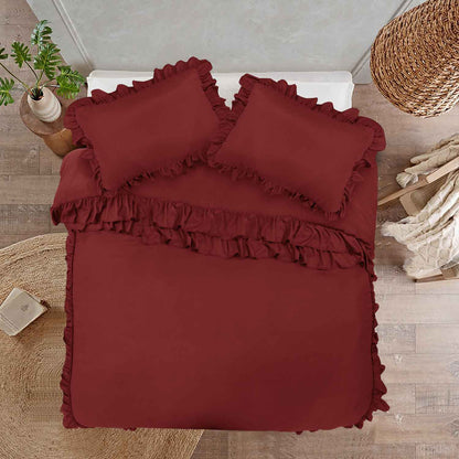 Ruffled Borders Duvet Cover Set Cotton Passion UK ScentiMelti Wax Melts