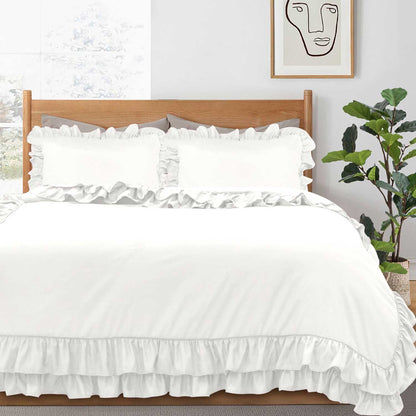 Ruffled Borders Duvet Cover Set Cotton Passion UK ScentiMelti Wax Melts