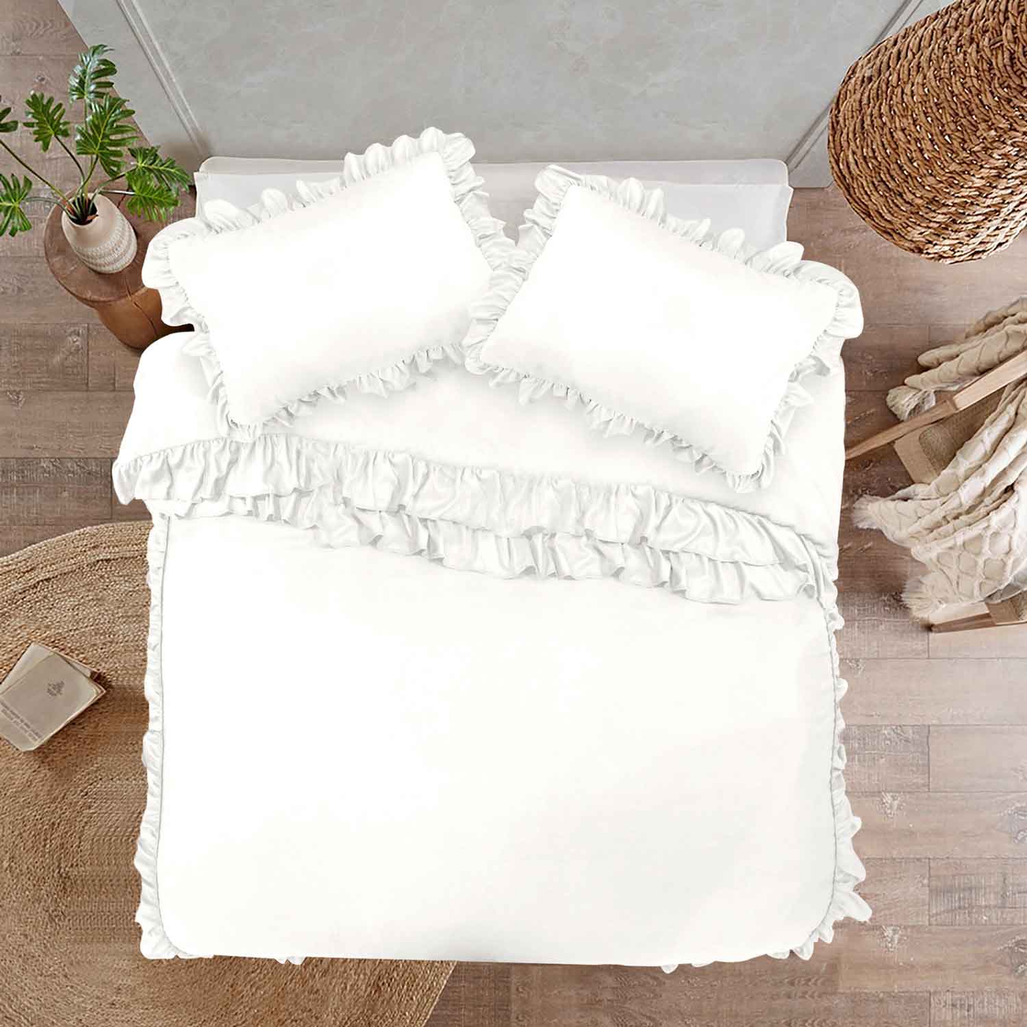 Ruffled Borders Duvet Cover Set Cotton Passion UK ScentiMelti Wax Melts