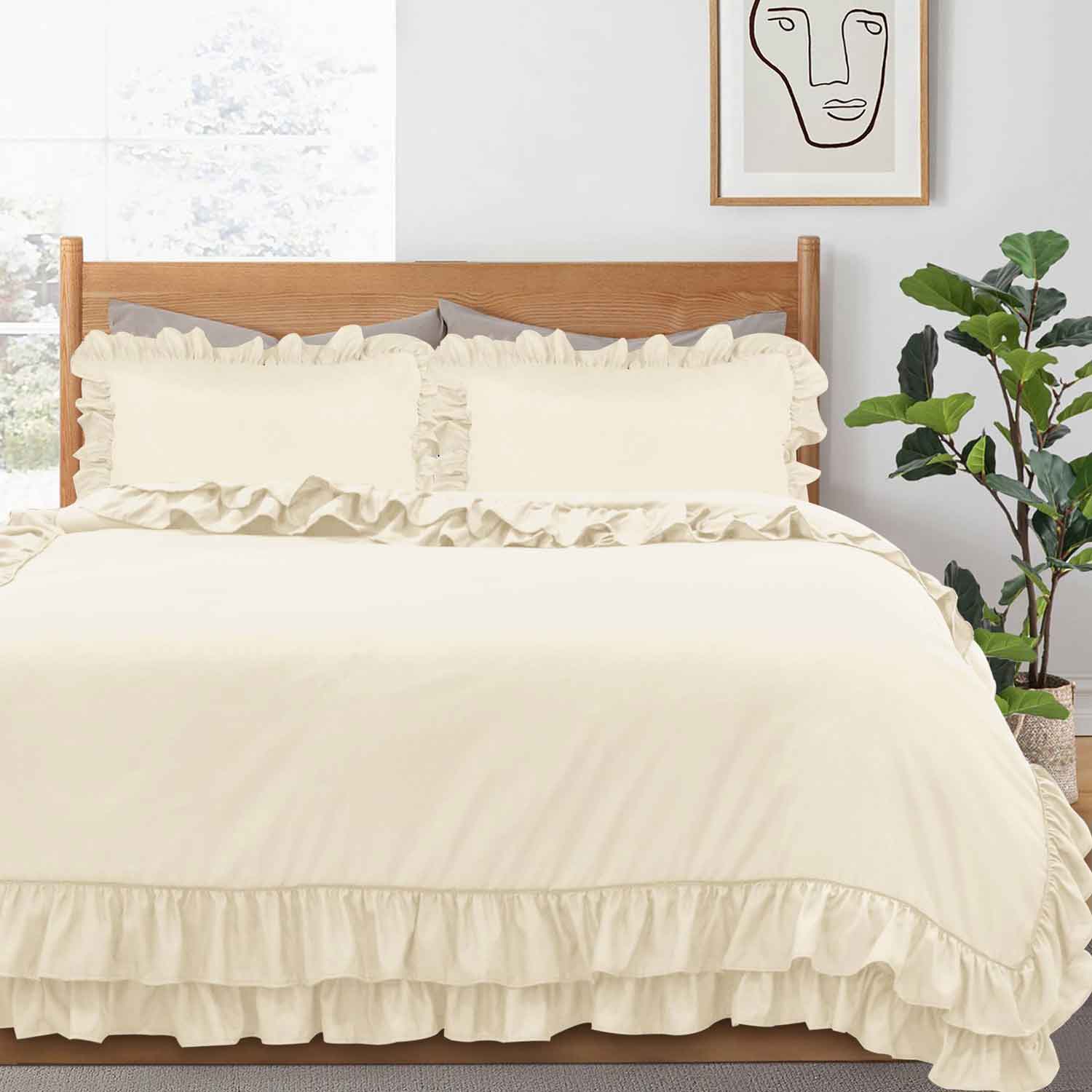 Ruffled Borders Duvet Cover Set Cotton Passion UK ScentiMelti Wax Melts