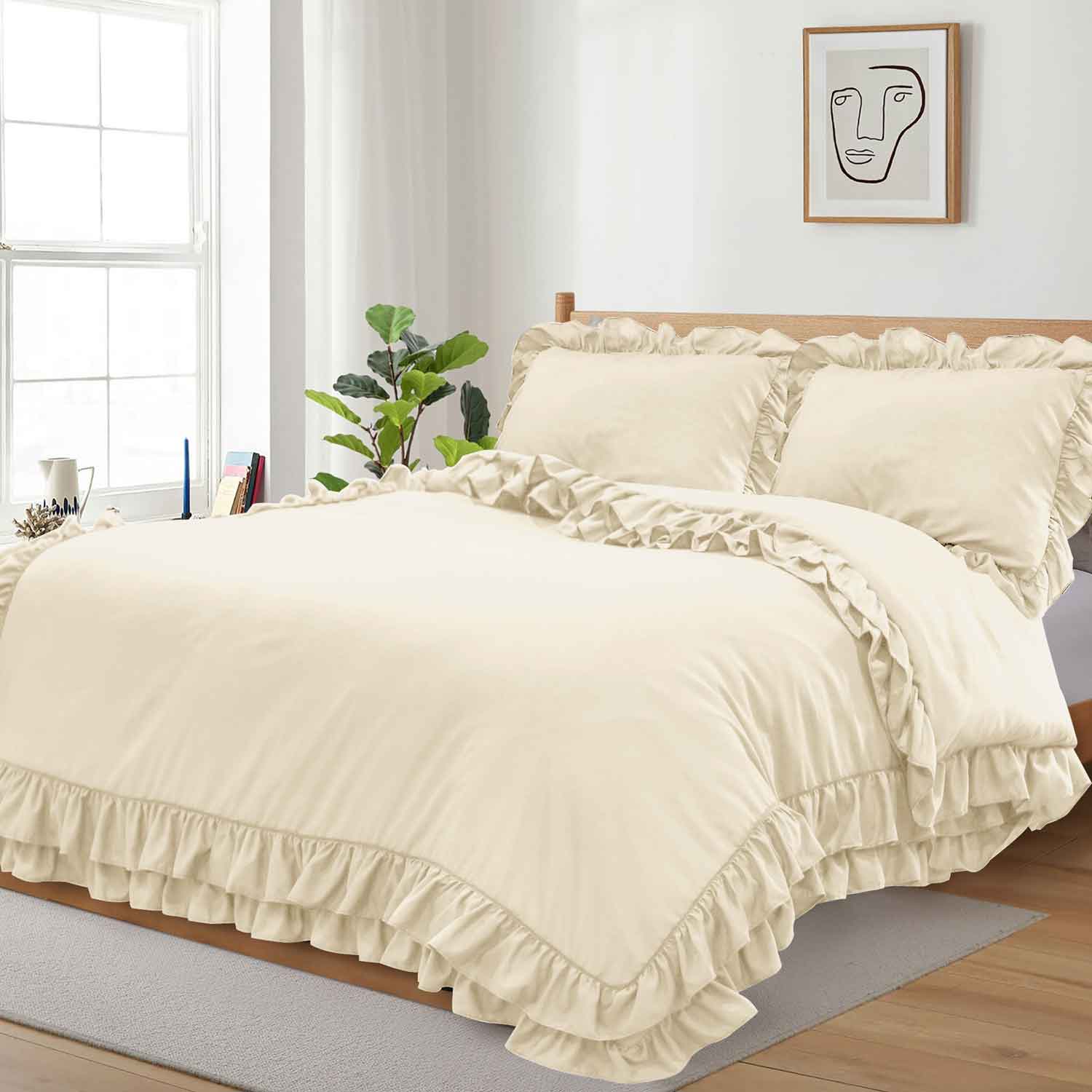 Ruffled Borders Duvet Cover Set Cotton Passion UK ScentiMelti Wax Melts