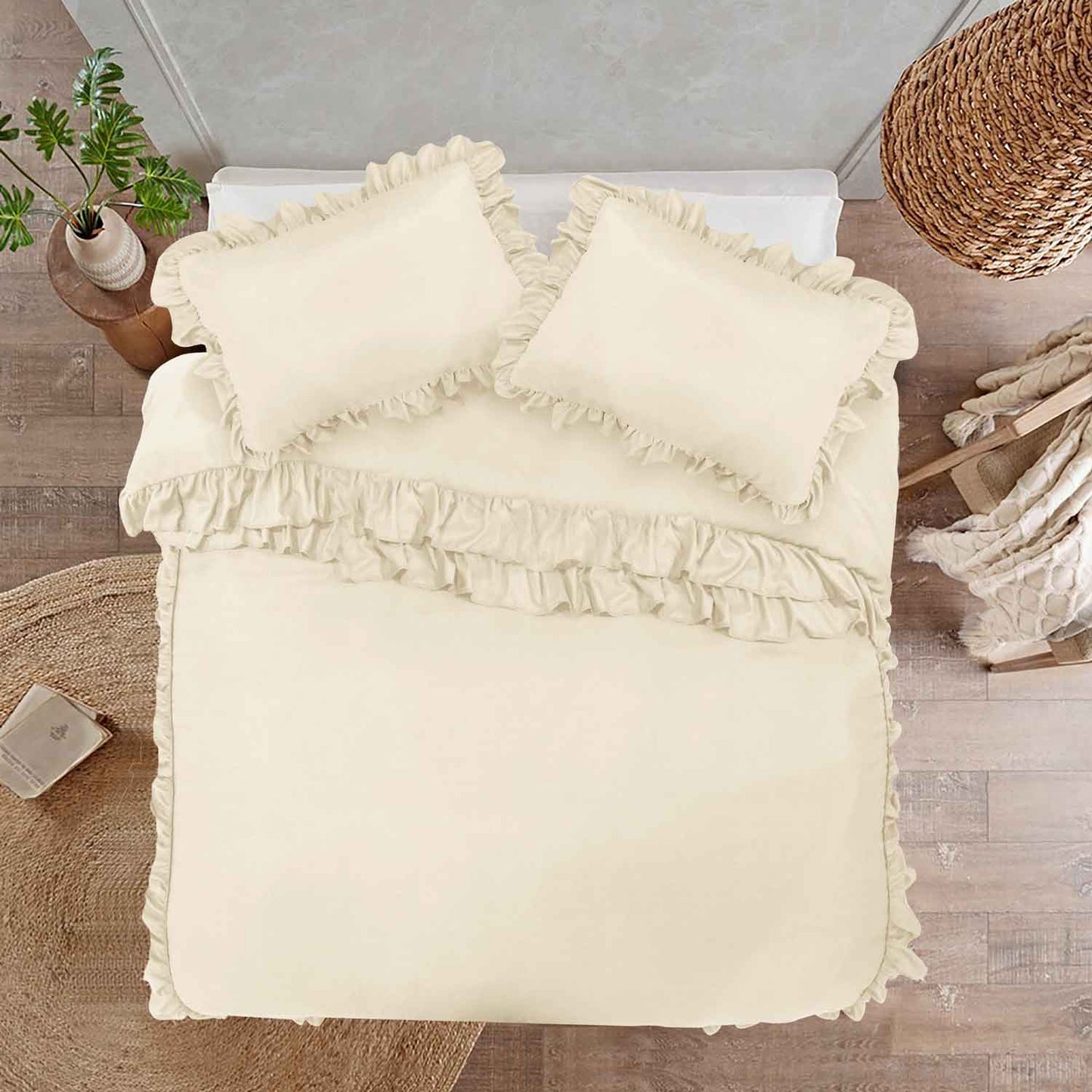 Ruffled Borders Duvet Cover Set Cotton Passion UK ScentiMelti Wax Melts