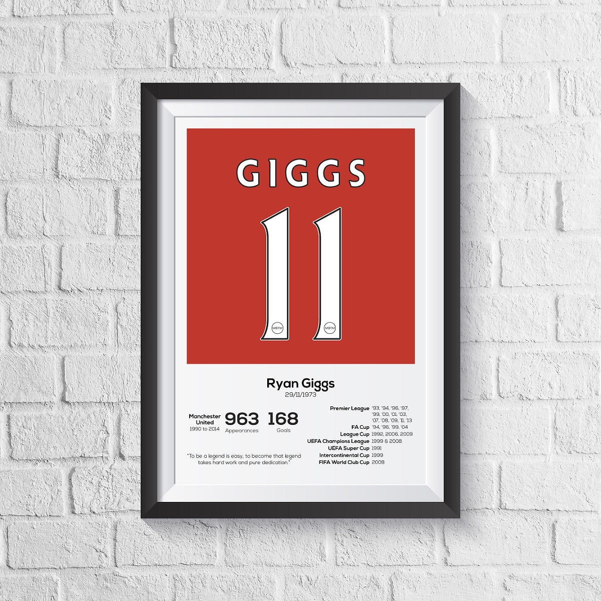 Ryan Giggs Manchester United Legend Stats Print MOTM Football ScentiMelti Wax Melts